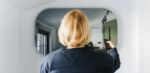 a newly installed smart mirror tv